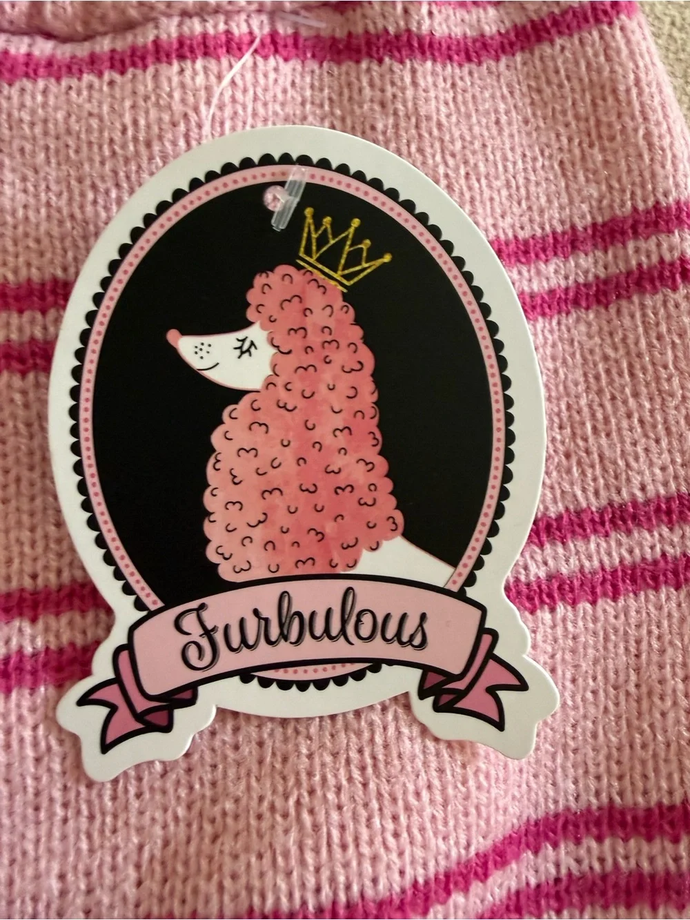 Furbulous Pink Striped Dog Jumper Knit Pet Sweater High Neck Turtleneck Size M